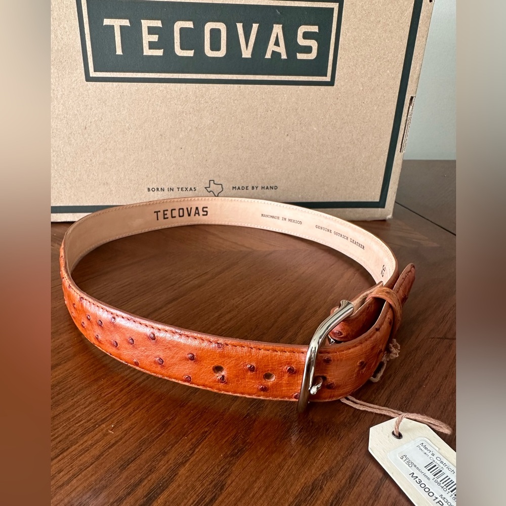 Tecovas GENUINE ostrich skin belt